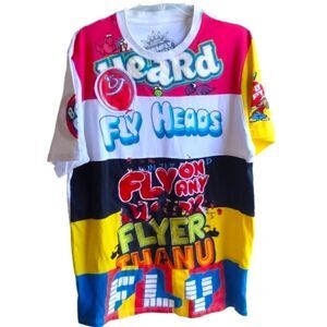 Born Fly Stay Fly Men's Short Sleeve Tee Shirt Size XL White and Multi
